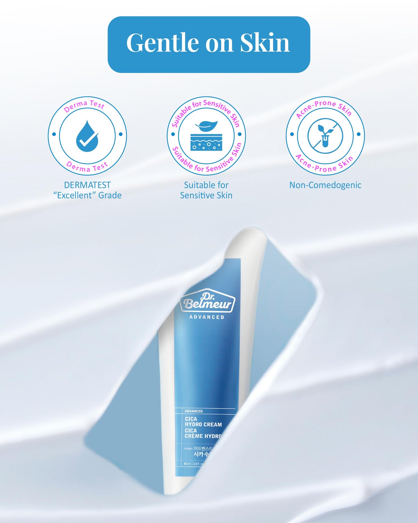 DR. BELMEUR Advanced Cica Hydro Cream (2fl oz) - Soothing, Barrier-Strengthening Face Moisturizer for Sensitive Skin. Korean Skin Care. Centella Asiatica, Hyaluronic Acid.