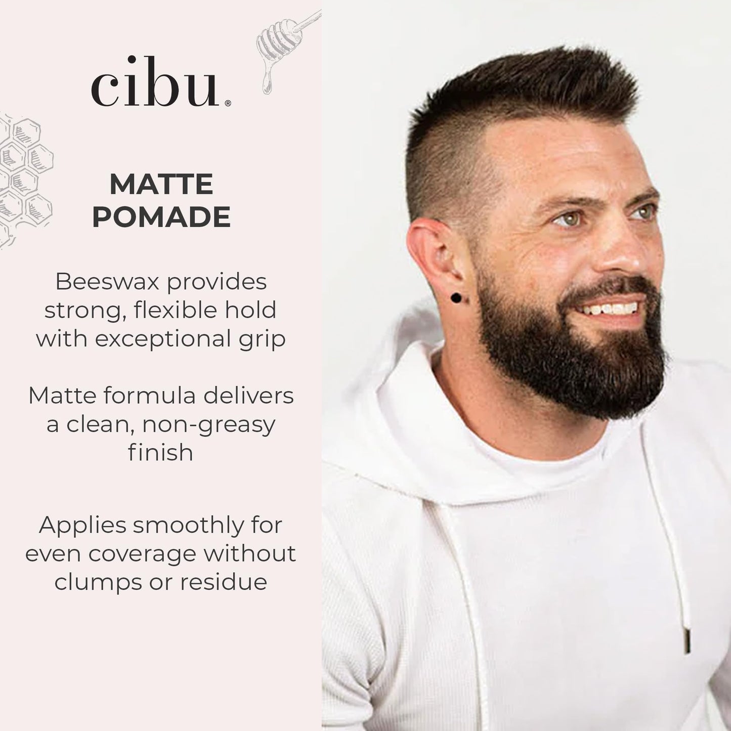 CIBU Matte Pomade - Nutrient Rich Hair Pomade for Men and Women - Long Lasting Hold Women and Mens Hair Products - Beeswax Firm Grip Control for Short Hairstyles - 4oz