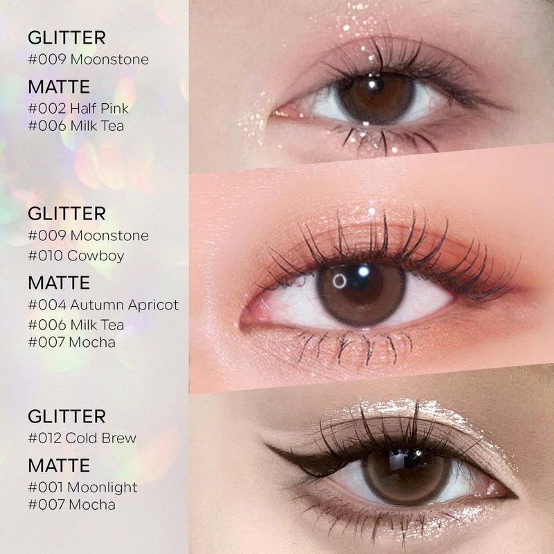 KYDA 2 Colors Single Matte Eyeshadow, Off White Vanilla + Nude Beige Brown, Ultra-fine Lightweight Powder, Daily Matte Pressed Eyeshadow, Moonlight & Milk Tea