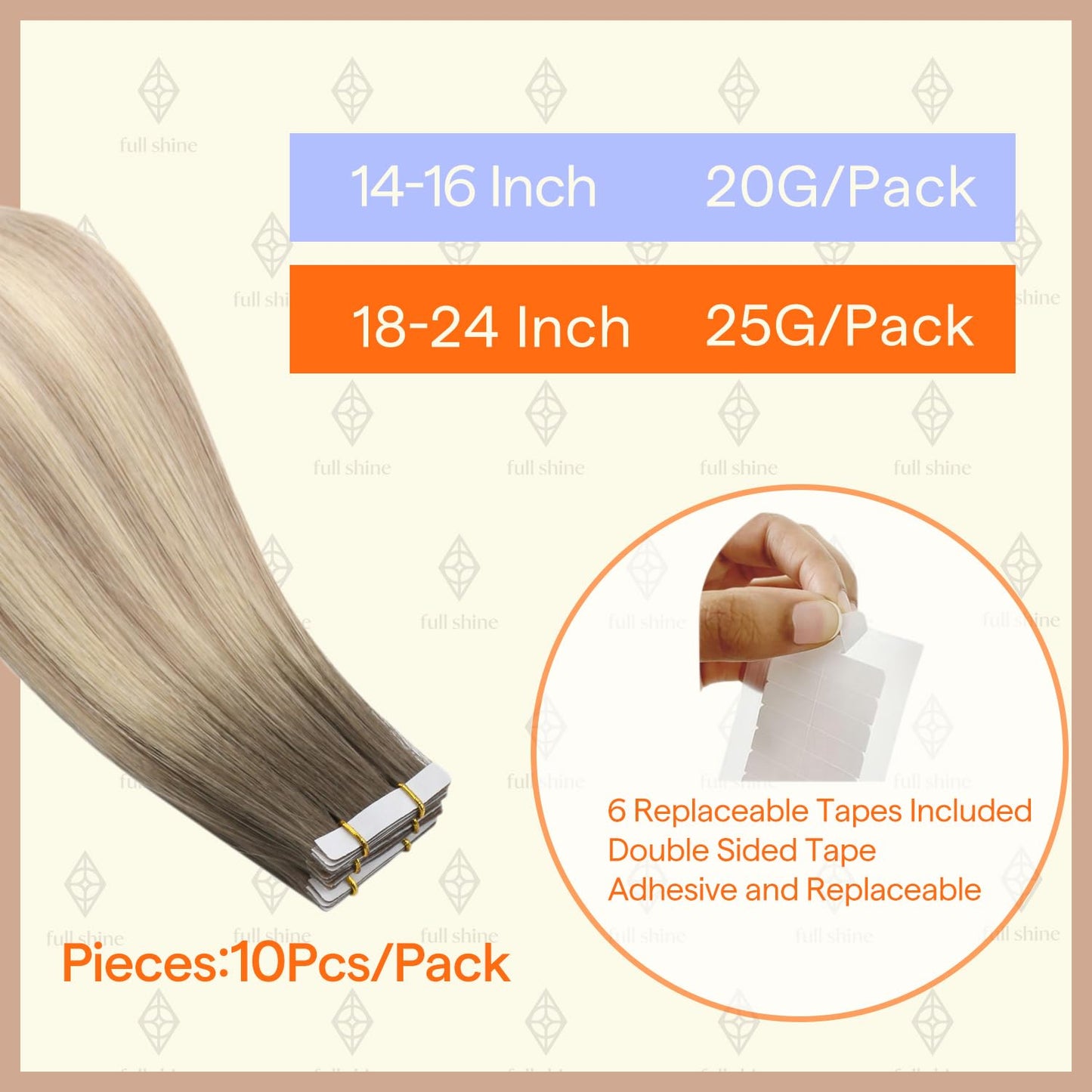 Full Shine Invisible Tape in Hair Extensions, 4/7/80 Balayage Chocolate Brown and Smoky Mushroom Brown, 14 Inch 20G 10 Pcs, Injected Tape ins with Intact Cuticles, Virgin Human Hair, Seamless Blend