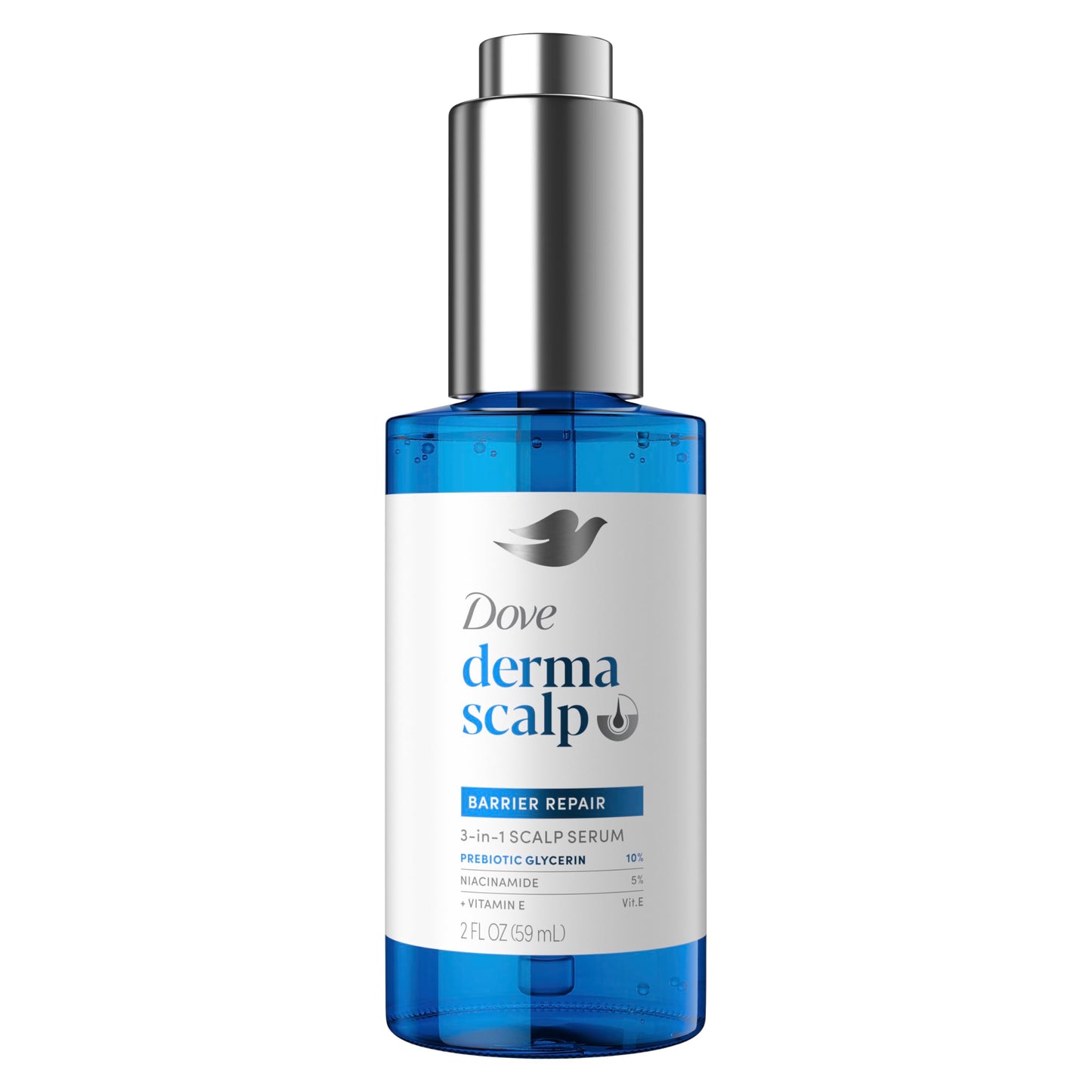 Dove Derma Scalp Dandruff Relief 3-in-1 Barrier Repair Serum 1 ct with Prebiotic Glycerin, Niacinamide and Vitamin E for Dandruff-Prone, Flaky, Dry Scalp 2 fl oz