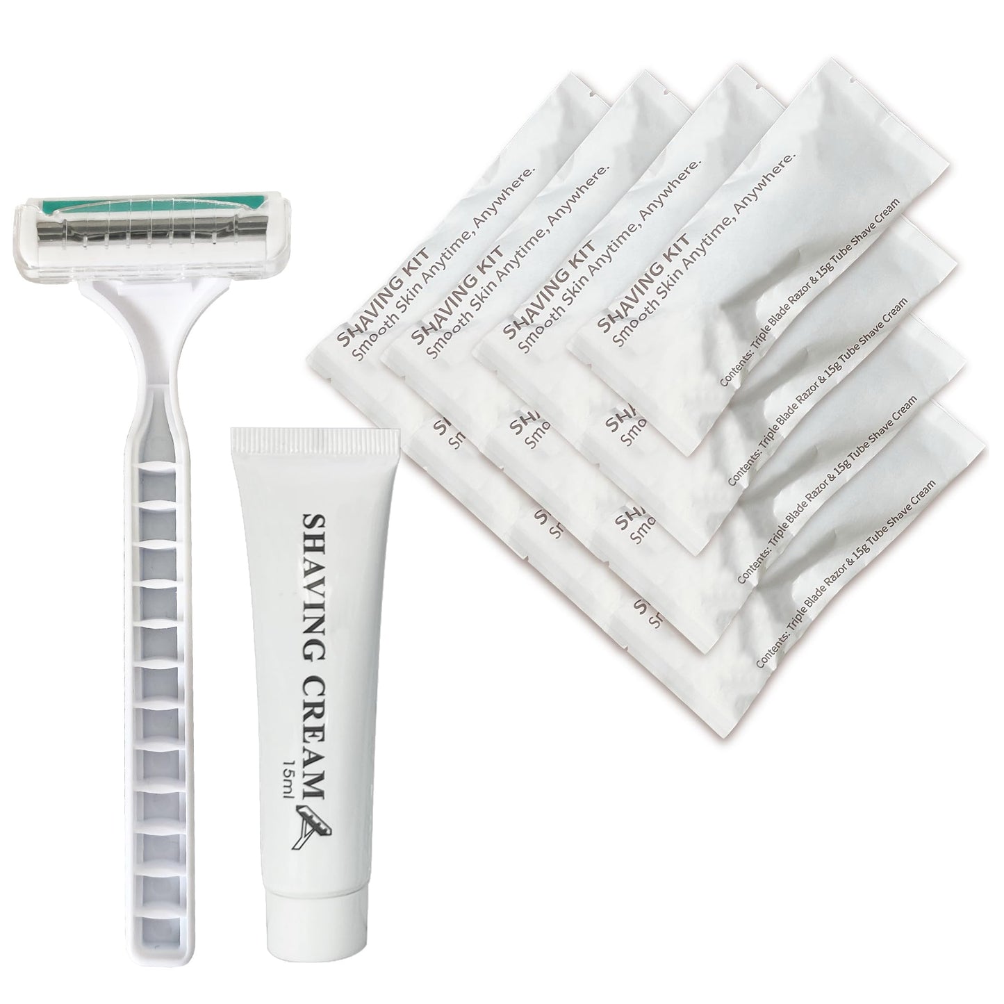50PCS Disposable Razors with Shaving Cream, Individually Wrapped for Hotel Travel Camping