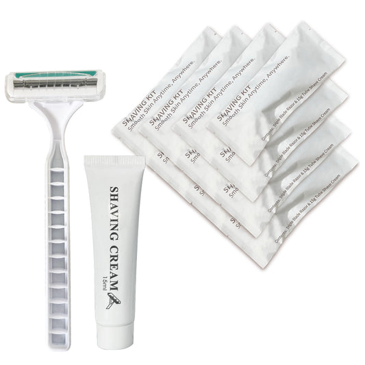 50PCS Disposable Razors with Shaving Cream, Individually Wrapped for Hotel Travel Camping
