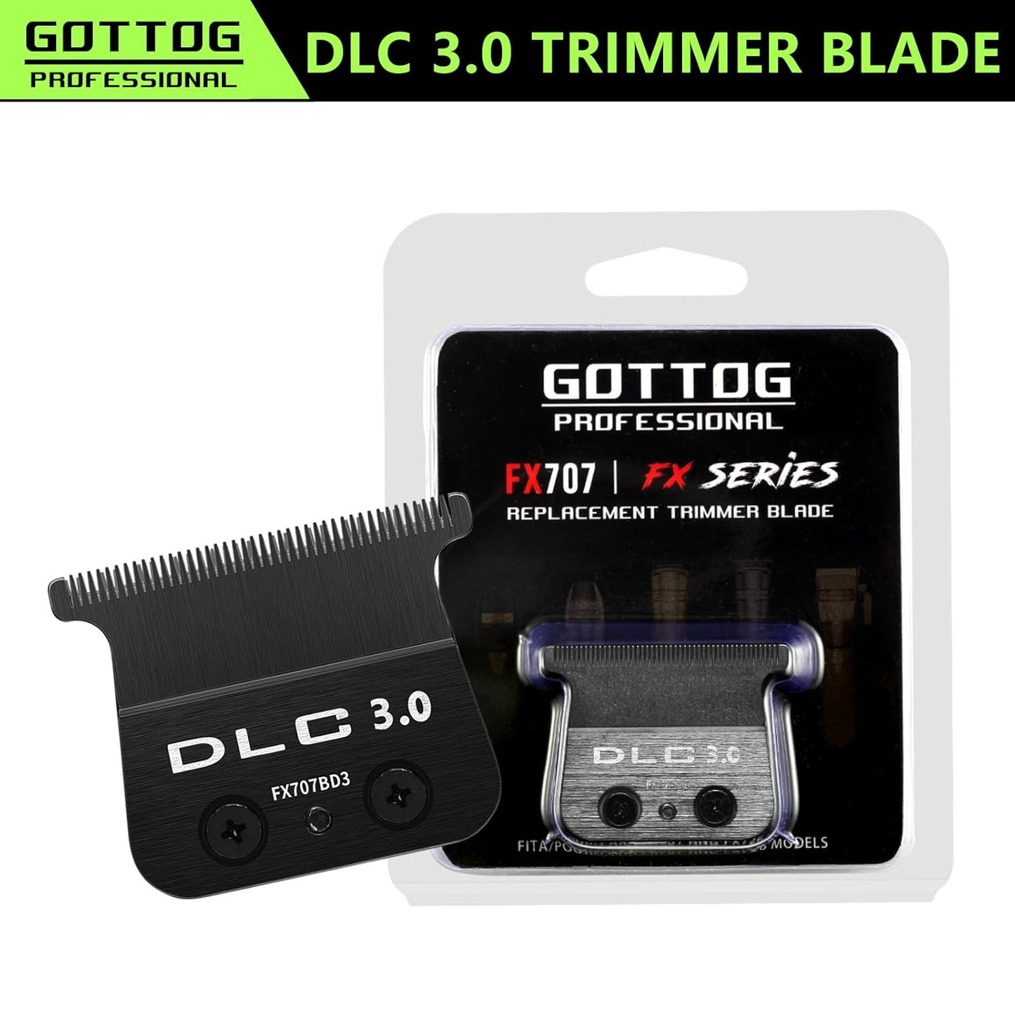 DLC 3.0 Replacement Blades for FX787 & FX726 Trimmers | Zero-Gapped Barber Blades - Black