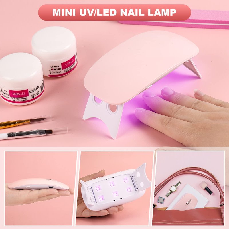 Complete Acrylic Nail Kit with UV LED Light & Drill - All-in-One DIY Manicure Starter Set with 6 Gel Polishes & 36 Glitters - Salon-Quality Nail Art Supplies for Beginners & Home Spa