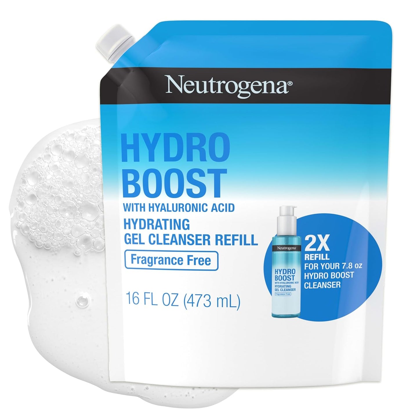 Neutrogena Hydro Boost Hydrating Gel Facial Cleanser - Fragrance-Free, Daily Foaming Face Wash, 16 fl. oz