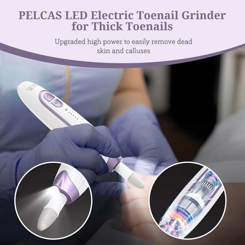 Electric Toenail Grinder - Cordless Nail Drill with 5 Speeds & LED Light | Manicure & Pedicure Kit for Thick Toenails