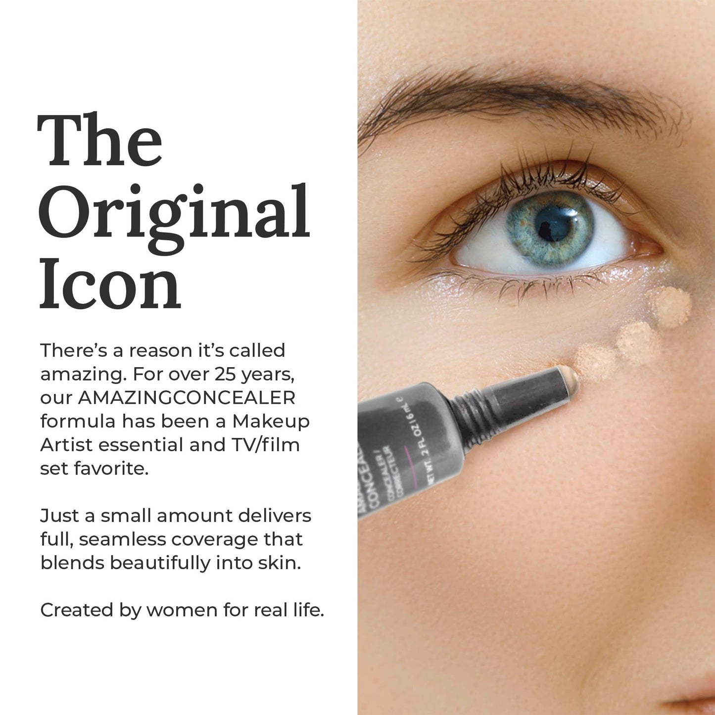 AmazingCosmetics Amazing Concealer, multipurpose full coverage concealer 0.2 Oz, Light Golden