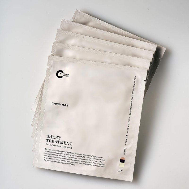 CHROMAT Sheet Treatment – 4 Pack Sheet Mask – Face & Eye Mask with Chroma Peptide, Fucoreverse, Tens’Up & Lyocell - Hydrating & Smoothing