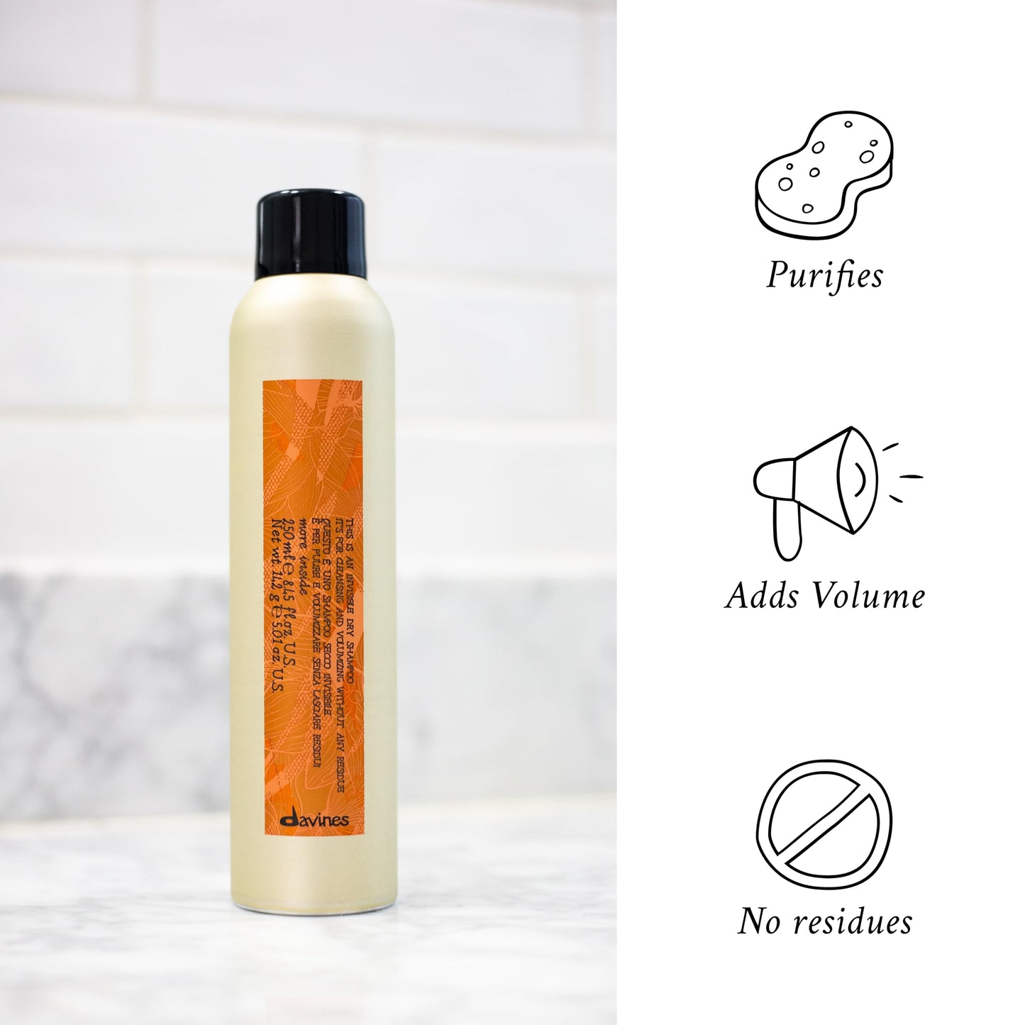 Davines This Is An Invisible Dry Shampoo, No Hold Refreshes & Cleans - Absorbs Oil & Extends Blowouts - No White Residue or Build-Up, 6.03 Fl Oz