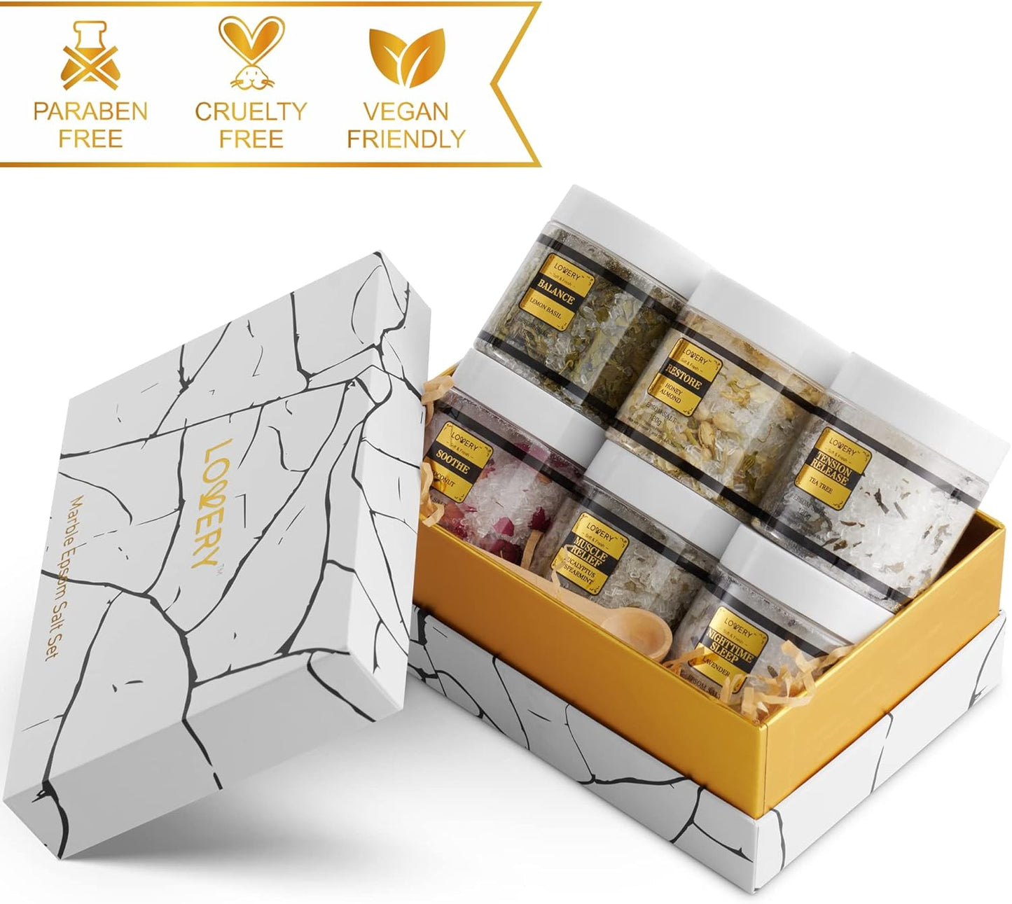 Spa Gift Basket for Women - Epsom Bath Salts & Essential Oils | Lavender, Eucalyptus, Lemon, Coconut, Tea Tree, Honey Almond