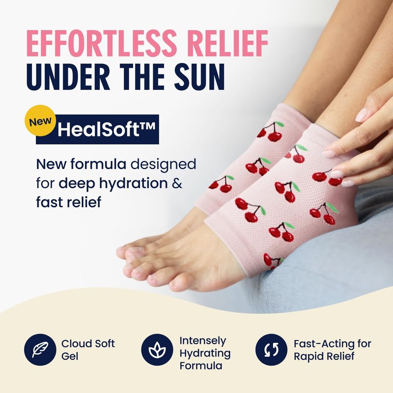 Moisturizing Heel Socks for Dry Cracked Heels Treatment - 3 Pairs Infused with Coconut Oil & Mango Butter | Summer Print