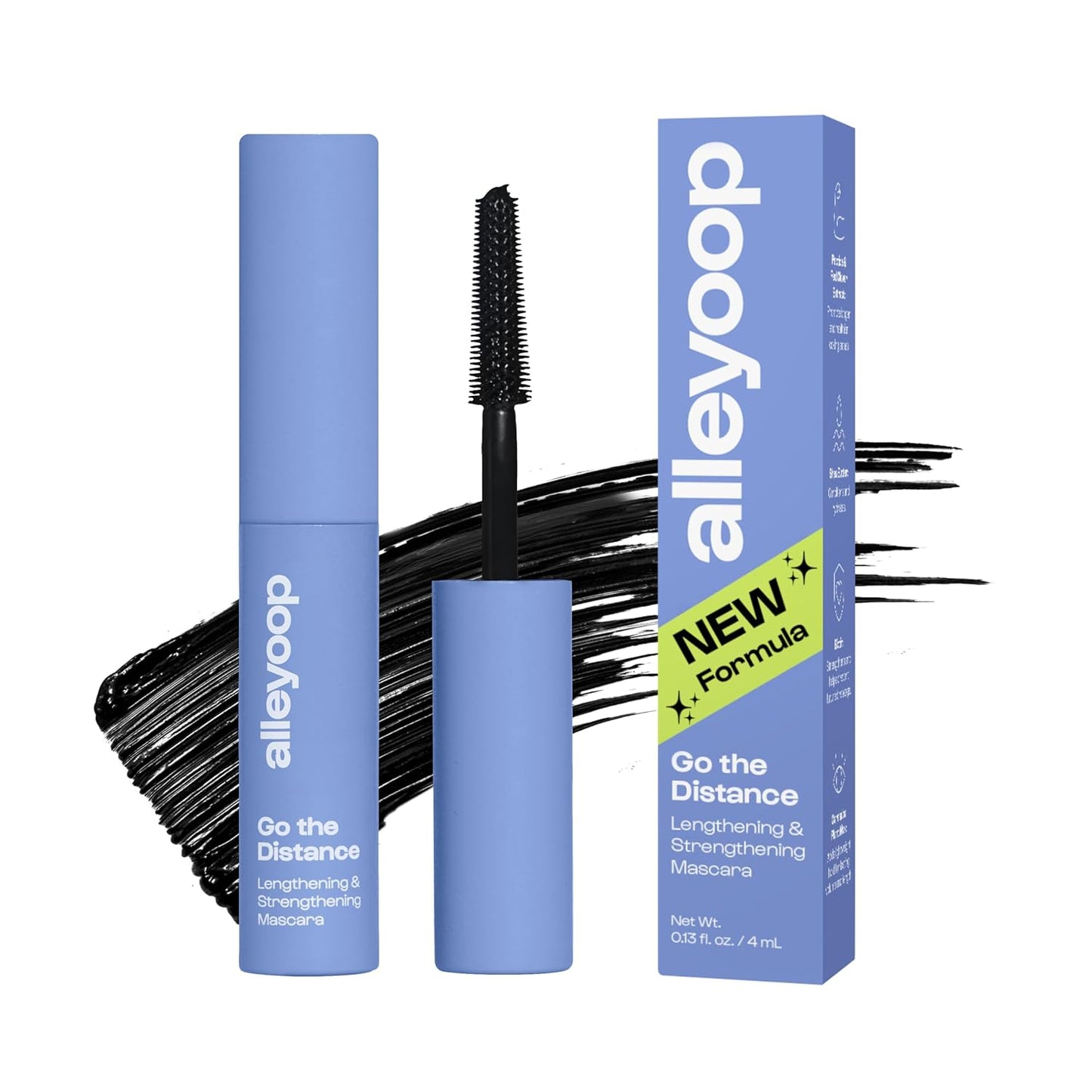 Alleyoop Tubing Mascara Black - Lengthening Smudge-Proof Formula for Sensitive Eyes | Vegan & Biotin Infused, Mini 4 mL