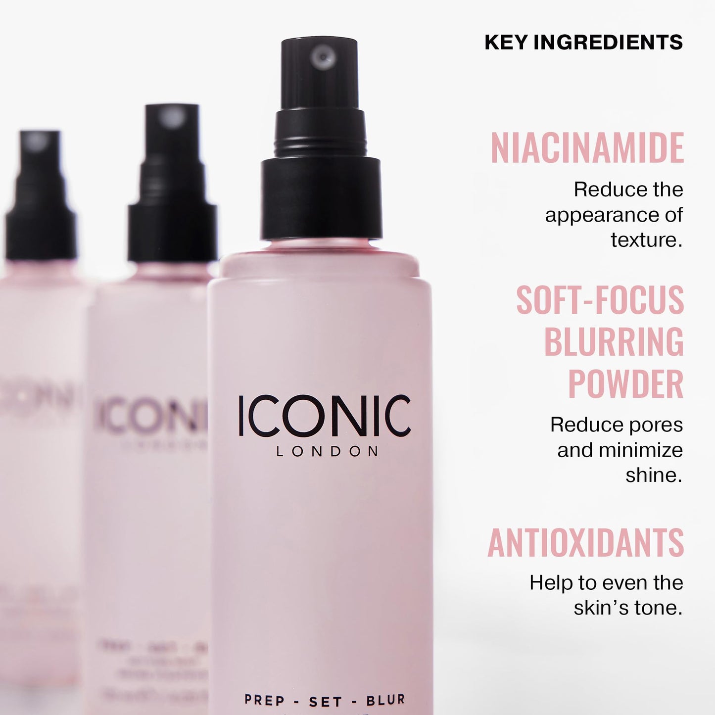 ICONIC LONDON Prep Set Blur Setting Spray | Makeup Fixing Spray, Blurs Imperfections and Gives Skin a Radiant Glow, Vegan Makeup, 120 mL / 4.05 Fl Oz.