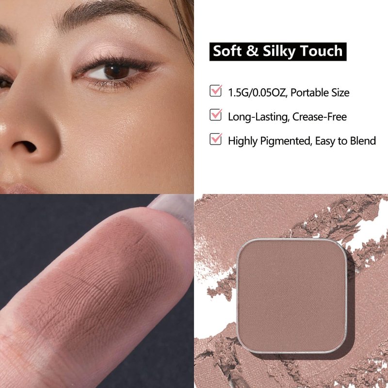 Fillwie 3-Color Single Eyeshadow Refill Set – Ivory, Champagne & Cool Brown, Matte & Shimmer, Highly Pigmented & Long-Lasting, 1.02” (26mm) Square Metal Pans, No Case, Fits Magnetic Palettes