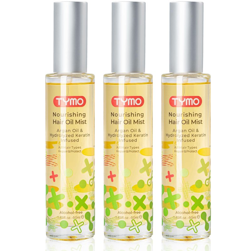 TYMO Argan Hair Oil Spray - Hydrating Natural 6 Blend Oil for Frizzy & Dry Hair, Organic Pure Formula, Daily Use Hair Treatment, Smooth Damaged Ends, Olive Oil & Vitamin E Infused, Pack of 3