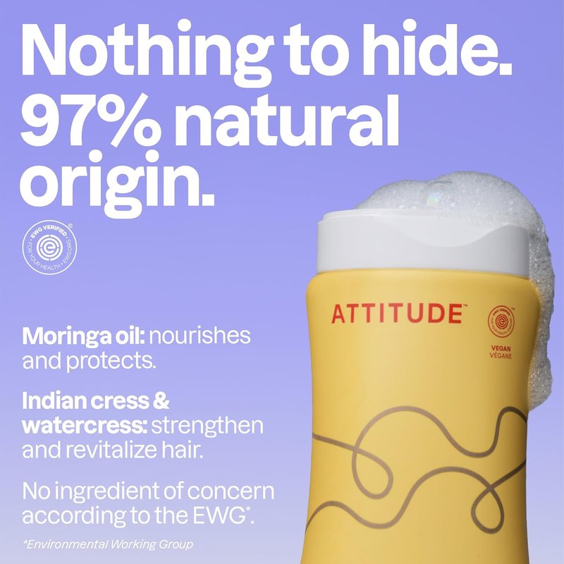 Nourishing Shampoo for Curly Hair - Moringa Oil, EWG Verified | Vegan, Lightweight Moisture, 16 Fl Oz