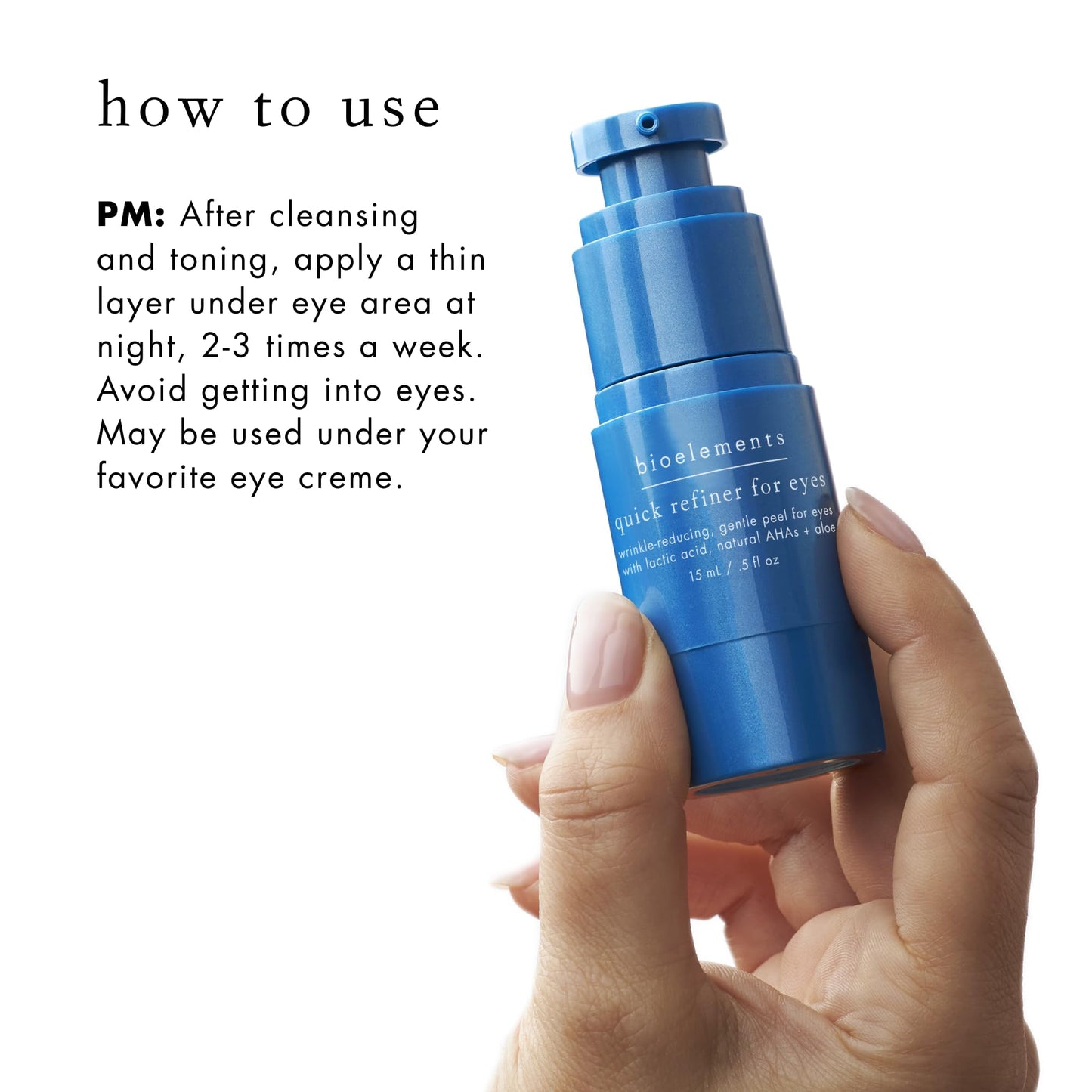 Bioelements Quick Refiner for Eyes - 0.5 fl oz - Wrinkle-Reducing, Gentle AHA & Lactic Acid Peel for Eyes - All Skin Types - Vegan, Gluten Free - Never Tested on Animals