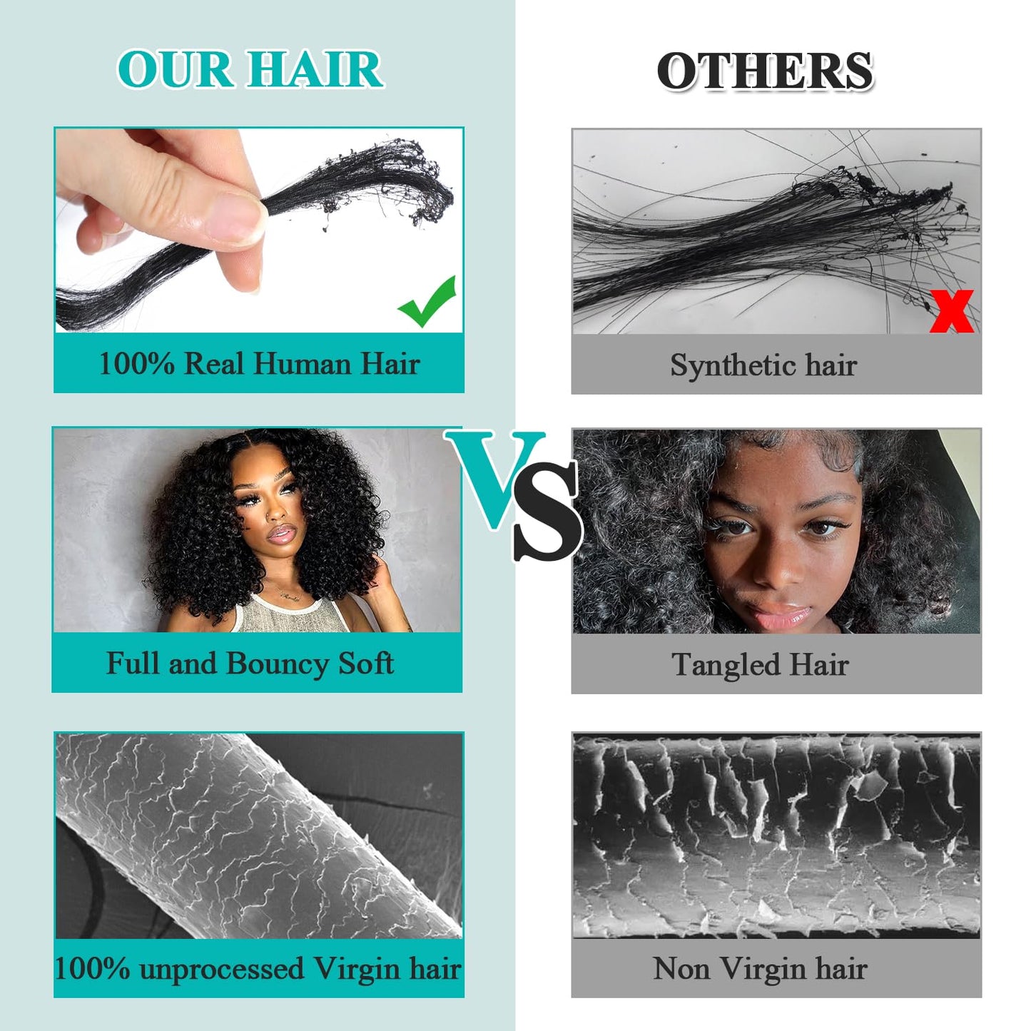 Liang Dian Curly Bundles Human Hair 10 10 12 12 Inch Kinkycurly Bundles Human Hair for Black Women 100% Unprocessed 12A Brazilian Virgin Hair Quick Weave Extensions Natural Black