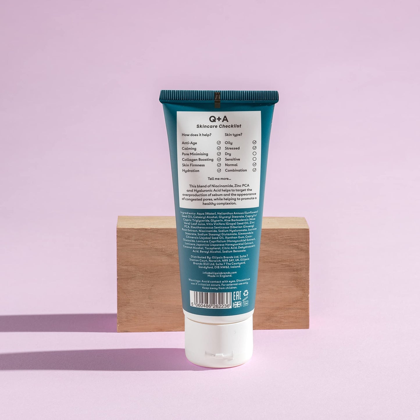 Q+A Zinc PCA Daily Moisturizer (75ml), Hydrating Moisturizer Face Cream for Oily and Blemish-Prone Skin, with Niacinamide and Ginseng, Oil Control and Pore Minimising, Fragrance Free Skincare