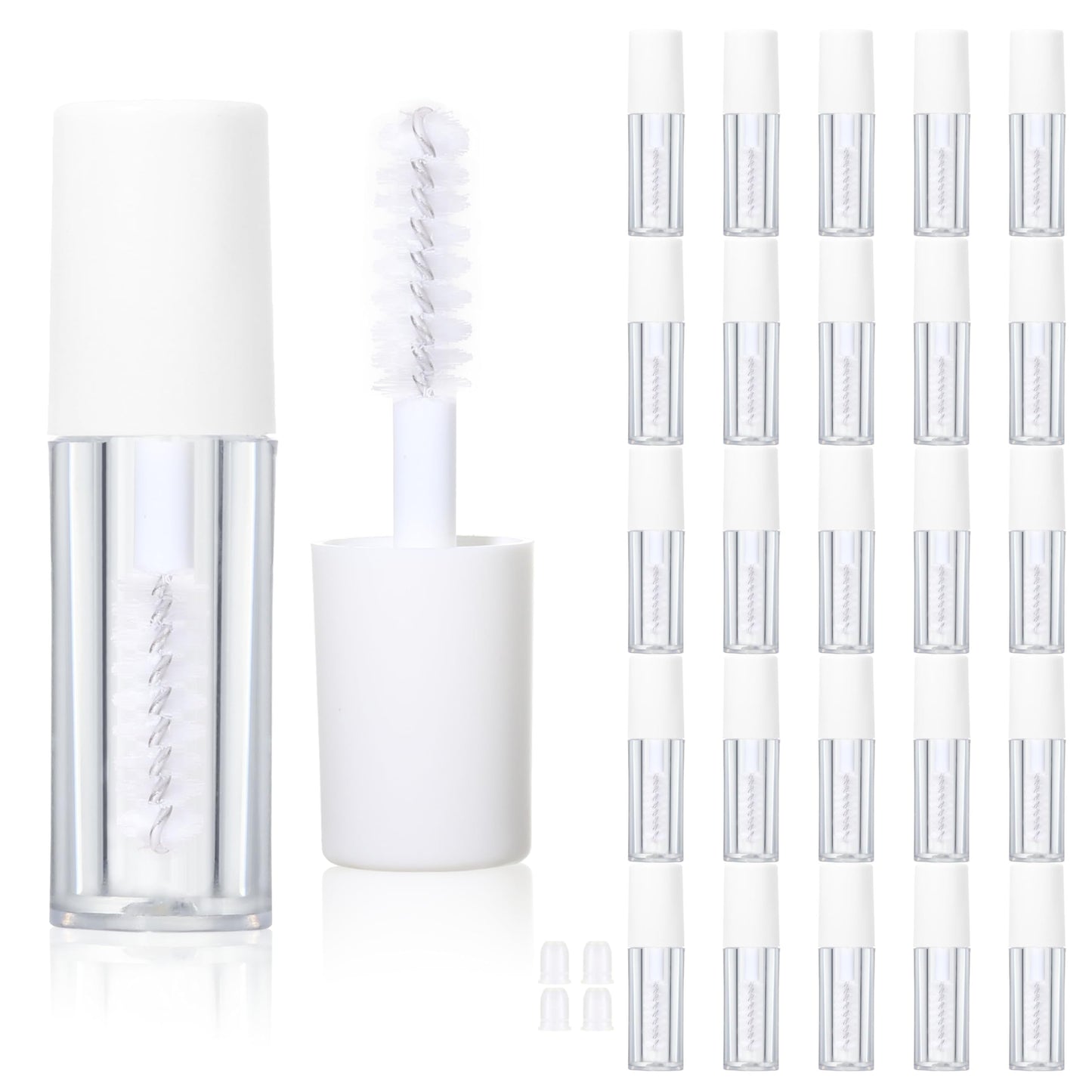 COSIDEA 26pcs 0.8ml White Empty mini mascara tubes with wand for castor oil 1ml eyelash growth tube packing sample size containers