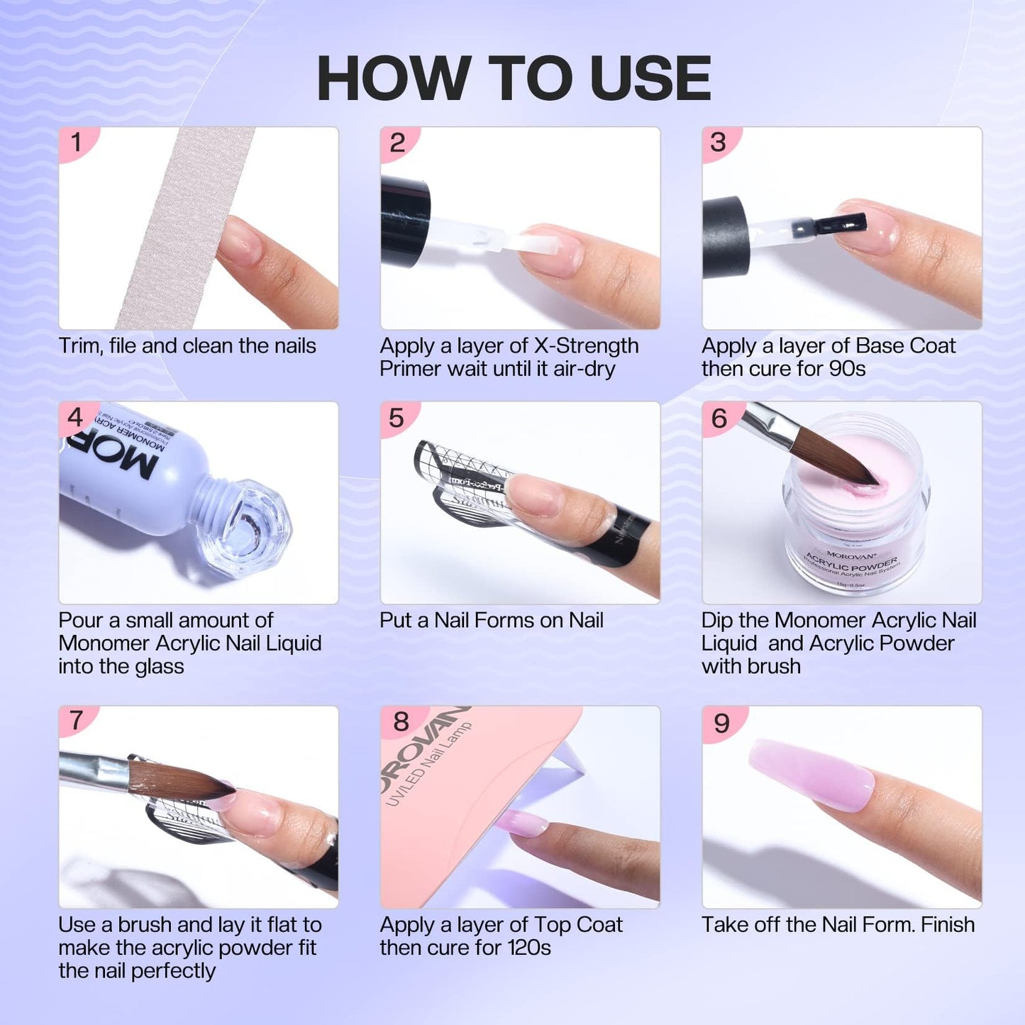 Morovan Monomer Acrylic Nail Liquid 8oz for Acrylic Powder - Professional Monomer Acrylic Nail Liquid For Acrylic Nail Extension Non-Yellowing MMA-Free