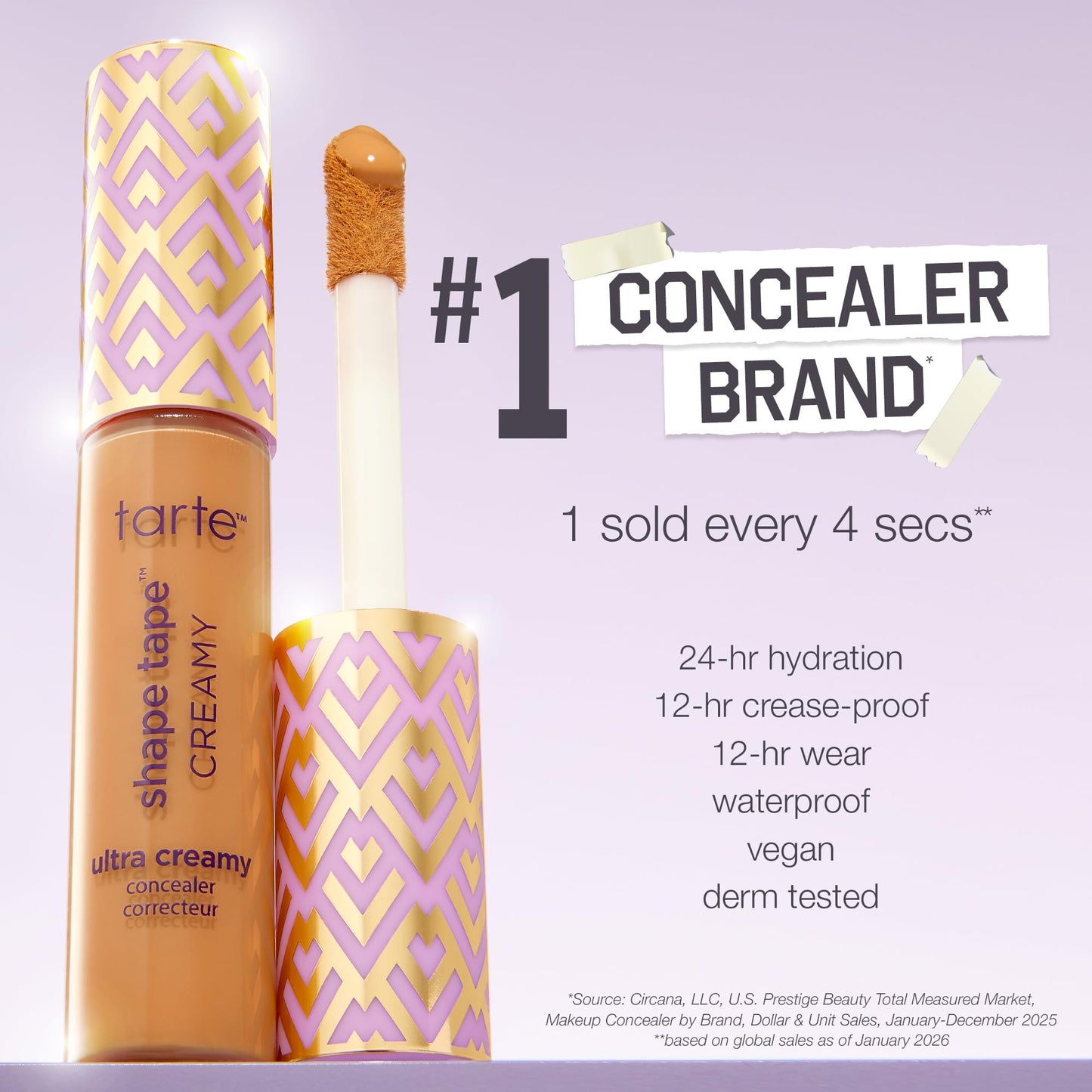 tarte shape tape creamy concealer – Full Coverage Makeup with Built-In Eye Cream, 24HR Hydrating Natural Moisturizing Matte Finish for Redness & Fine Lines, Vegan & Cruelty-Free, travel size, 64W
