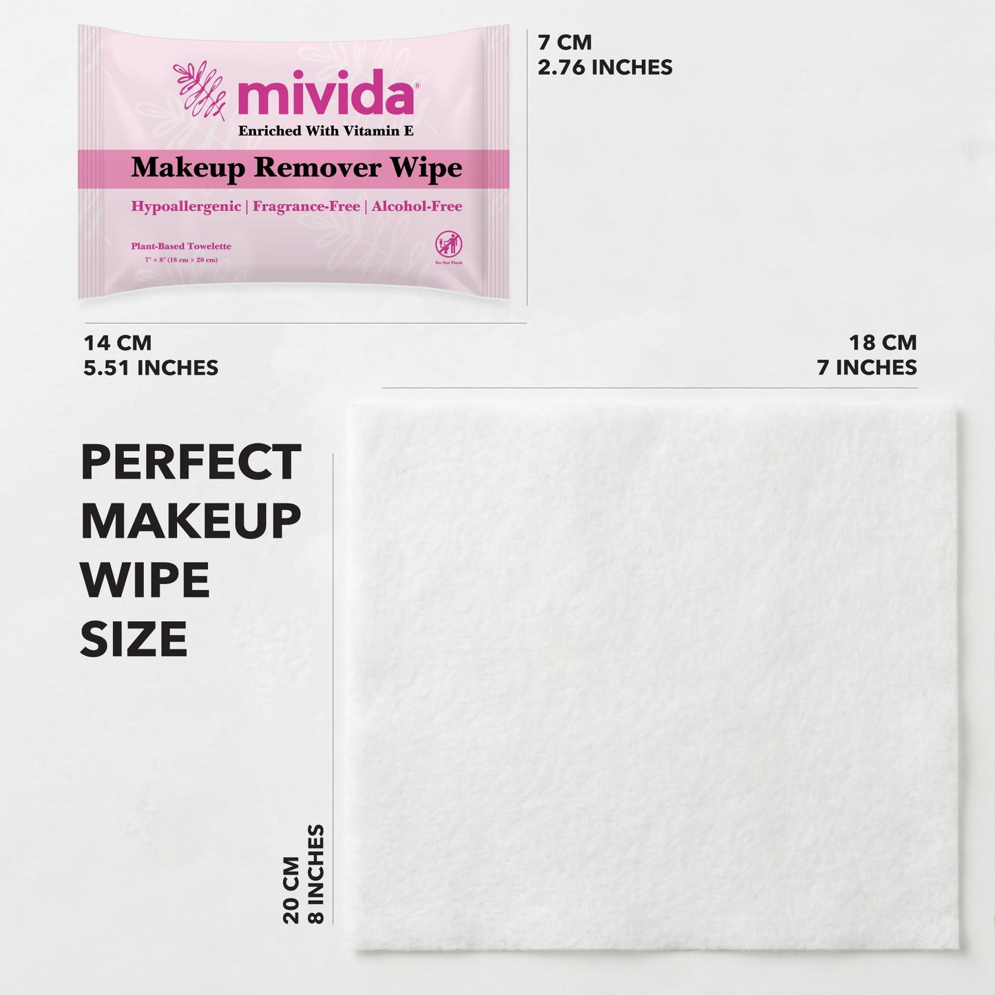 mivida100 Count Hypoallergenic Makeup Remover Wipes Individually Wrapped with Vitamin E | Dermatologist Tested Alcohol-Free, Fragrance-Free face wipes Individully Wrapped