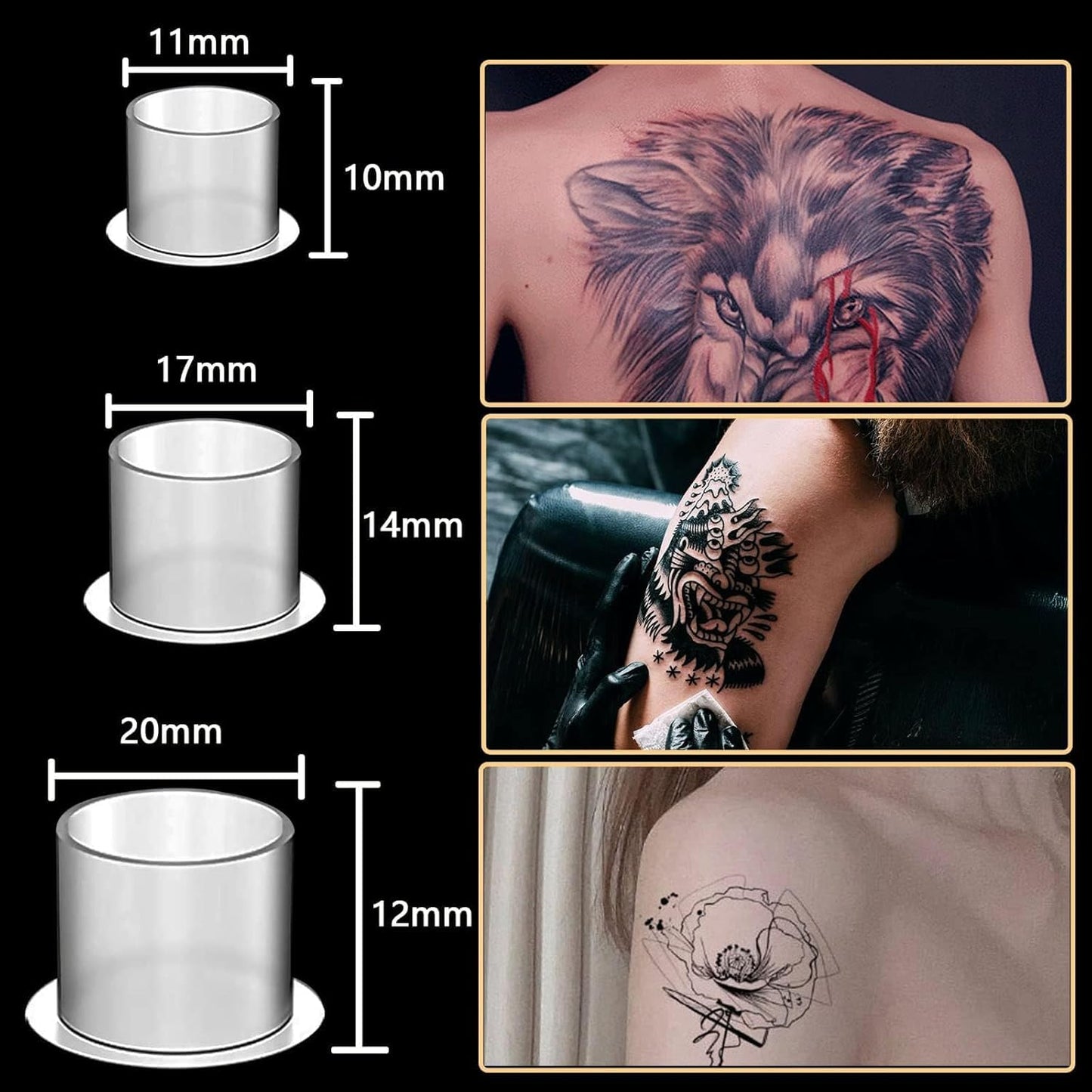 569Pcs Tattoo Skin Practice Kit - SOTICA Professional Kits Include 15 Fake Skin 50 Tattoos Stencil Paper 200 Machine Pen Covers 300 Mixed Ink Caps 4 Grip Tapes Tattoo Gun Kit for Beginners & Artists