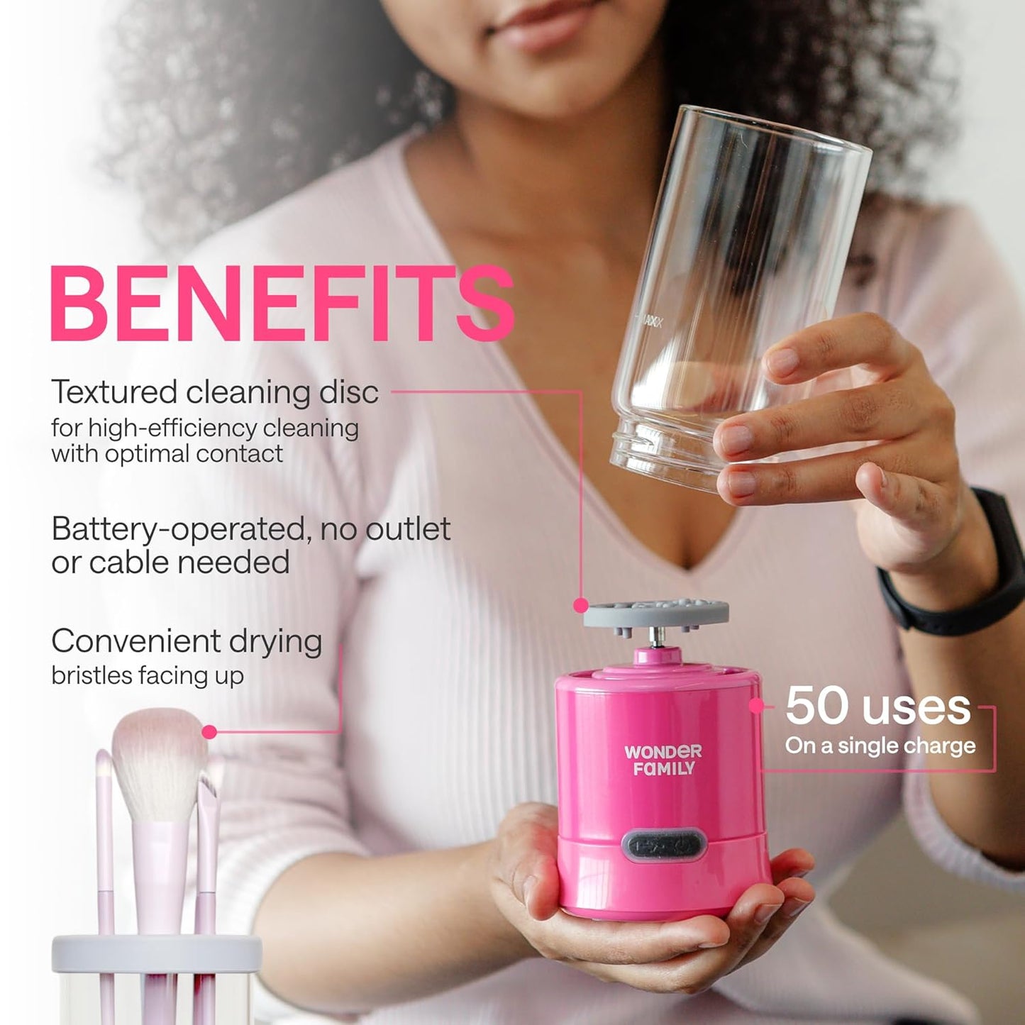 Electric Makeup Brush Cleaner Machine - 2-in-1 Automatic Brush Washer & Dryer | Cleans & Dries Brushes Effortlessly