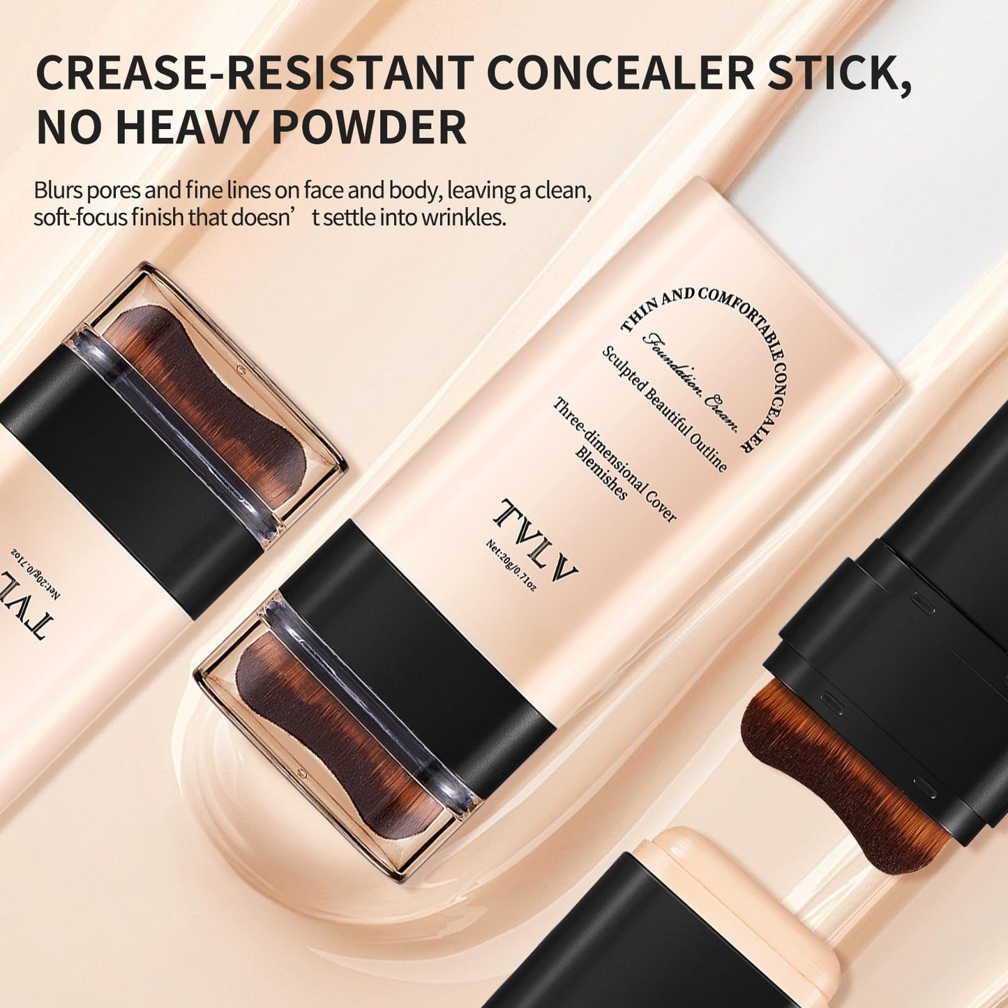 Face And Body Moisturizing Concealer Foundation,Flawlessly Covers Dark Circles, Wrinkles, Fine Lines. Features A Built-in Soft,Dense Brush Head.Medium-Dark And Natural Shades, 0.17 Oz (05#HONEY)