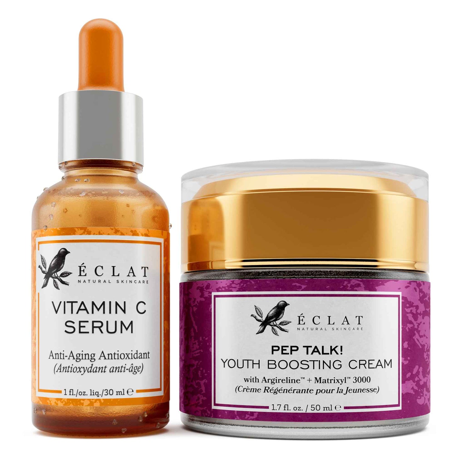 Eclat Skincare Vitamin C Face Serum for Dark Spots + Collagen Anti Aging Face Cream with Patented Matrixyl-3000 & Argireline