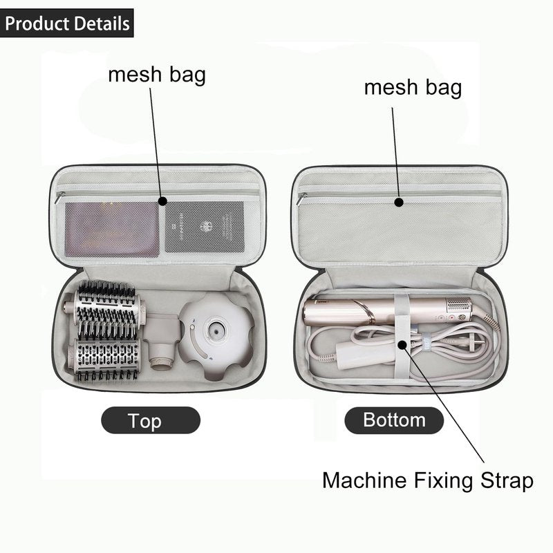 BUBM Double-Layer Carrying Case for Shark Flexstyle, Travel Case for Shark Flexstyle/FlexFusion, Portable Storage Organizer bag for Airwrap Styler/Supersonic Hair Dryer and Attachments,Black