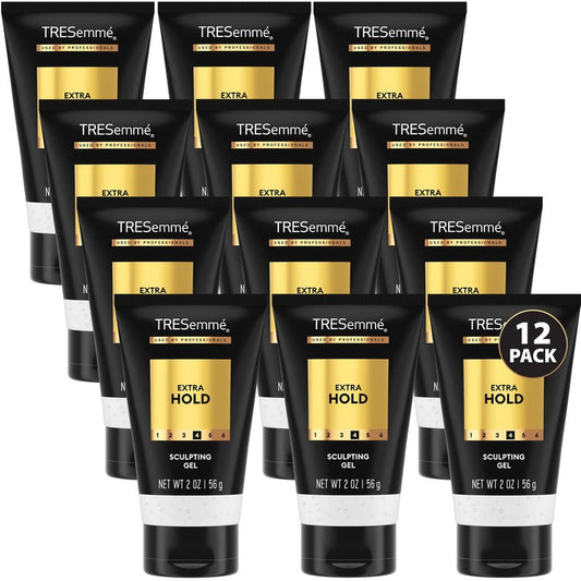 TRESemmé Sculpting Gel, Travel-Size, Extra Hold 12-Pack – Professional-Quality Formula, 24H Frizz Control, 2 Oz Ea