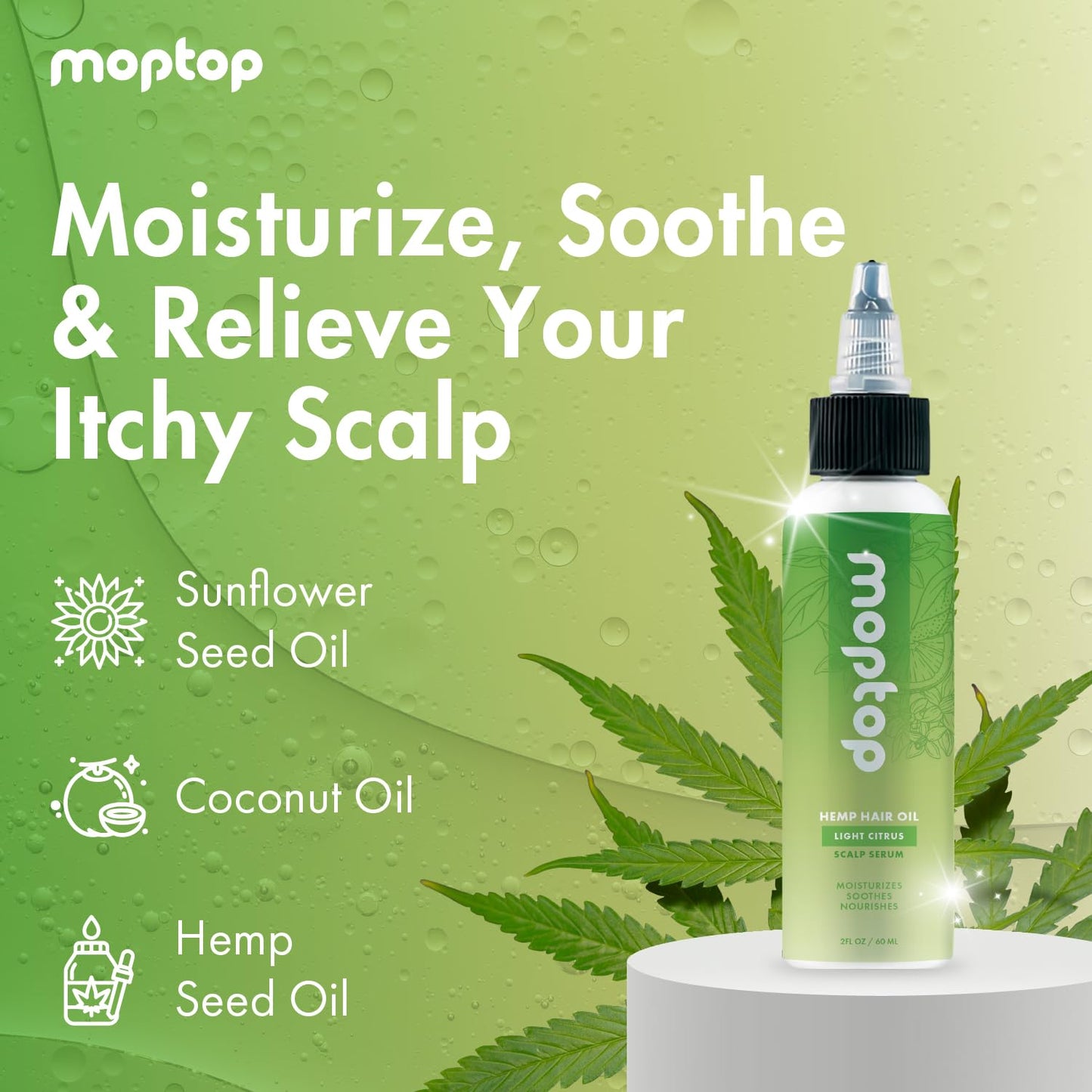 Hemp Seed Oil for Hair - Natural Dry Scalp Treatment & Moisture Boost | Light Citrus, 2oz