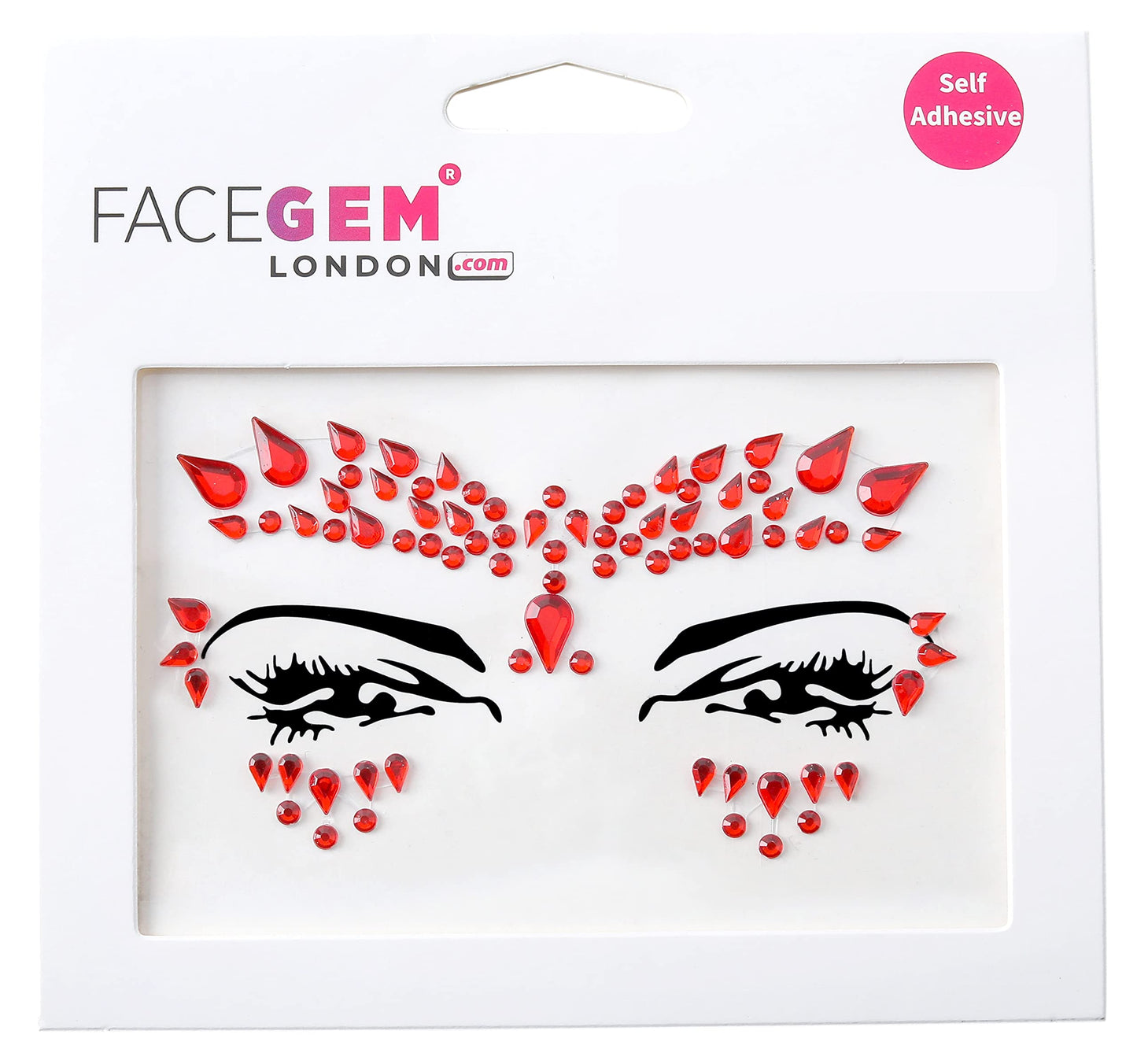 Face Gems Adhesive Glitter face Jewel Tattoo Sticker Festival Rave Party Body Make Up (Red-36)