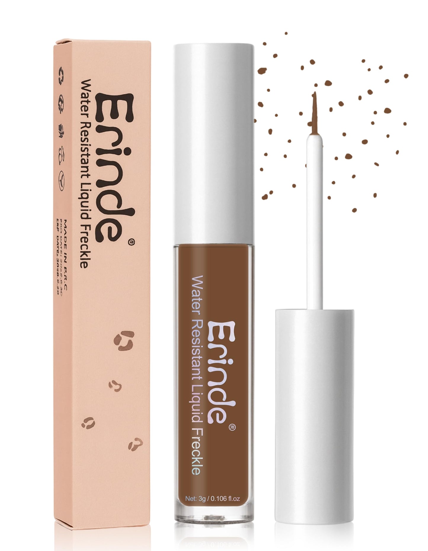 Erinde Faux Freckle Pen Waterproof - Fake Freckles Pen Stamp Liquid, Long-Lasting Natural-Looking Fast-Drying Faux Freckles Face Makeup, Vegan Formula, All Skin Tones, 01 Saddle Brown