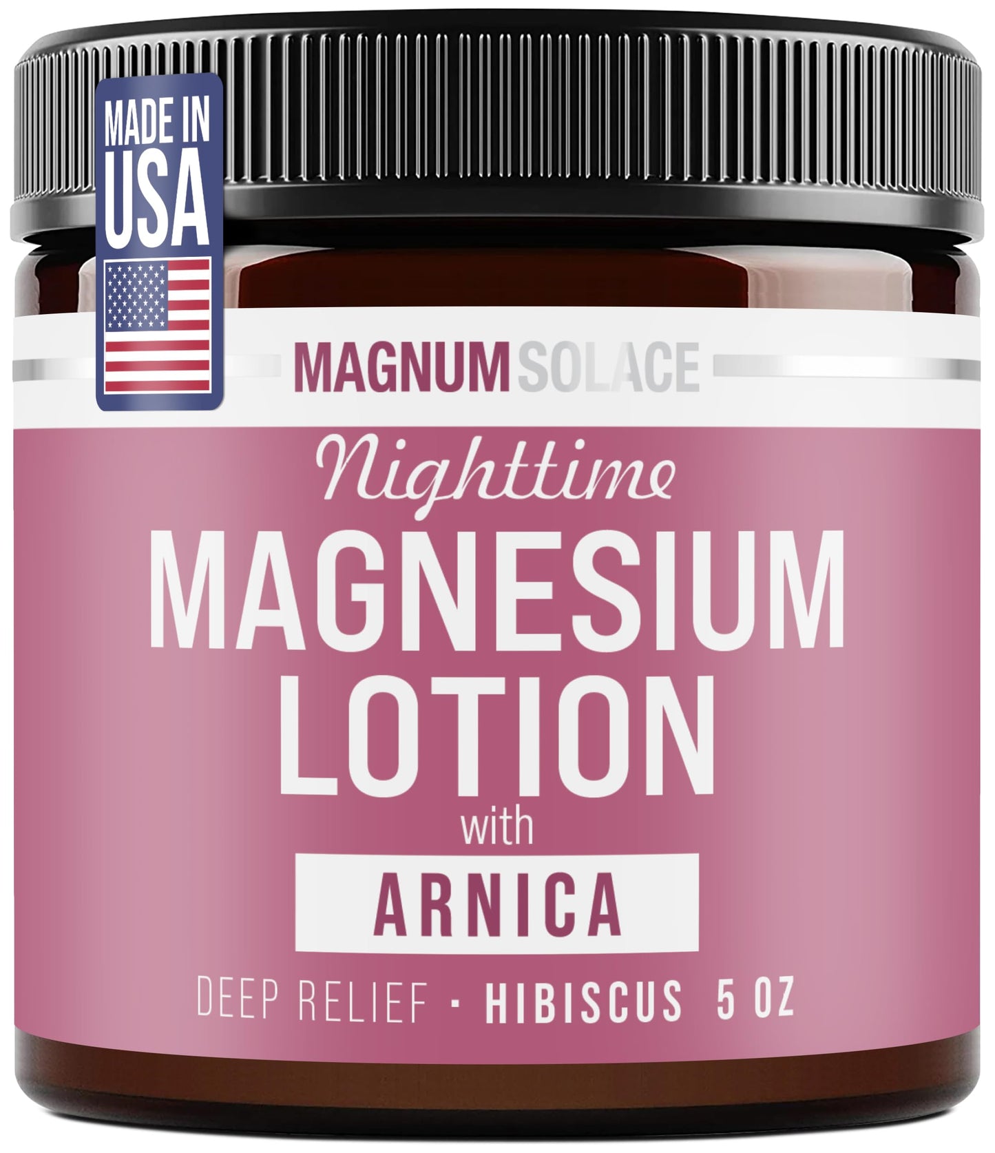 Magnum Solace Nighttime Magnesium Lotion with Arnica – Soothing Relief & Relaxation, Highly Concentrated Magnesium for Muscles & Joints – Apply to Legs or Feet Before Bed – Skin-Friendly