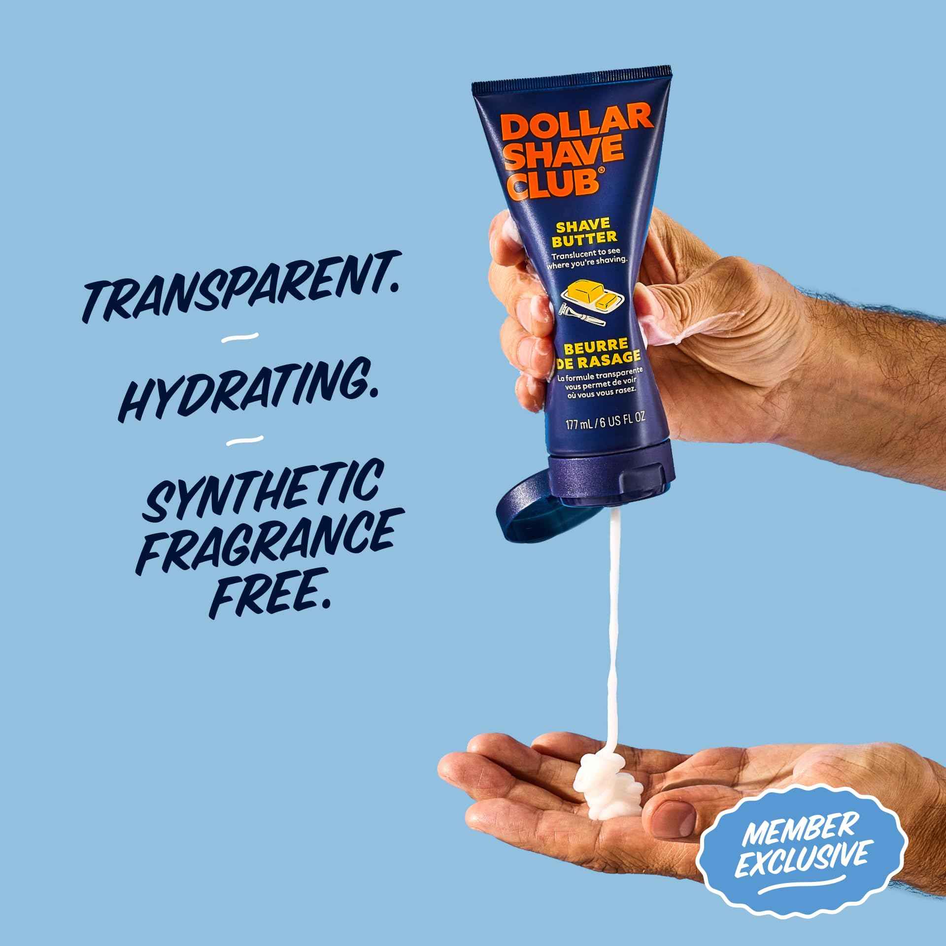 Dollar Shave Club | The Member Exclusive Shave Set | 4 Extra Close Refill Cartridges, 1 Handle (Black), 1 Shave Butter 3 ounce, 1 Razor Cover, Razors for Men