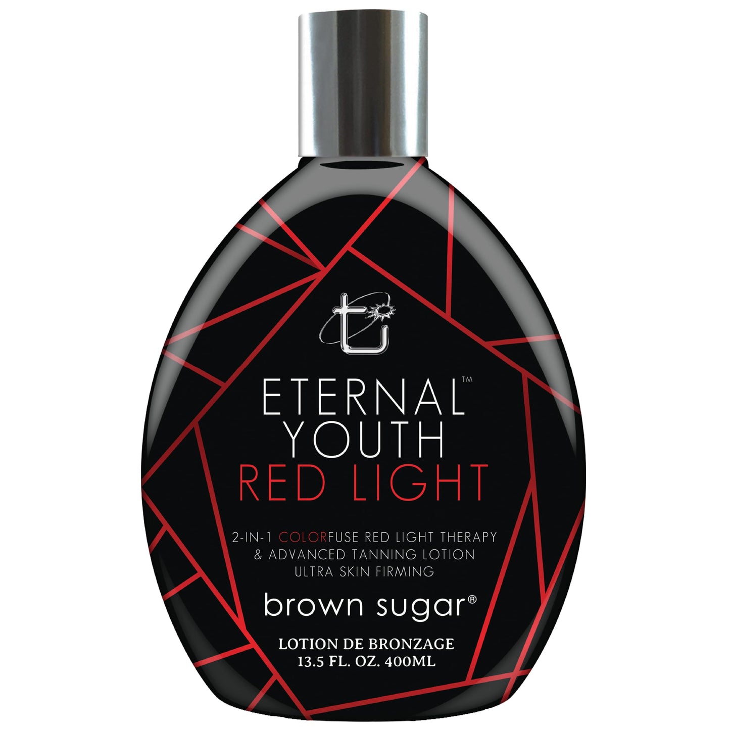 Brown Sugar Eternal Youth Tanning Lotion, 2-in-1 Color Fuse Red Light & Ultra Skin Firming Advanced Tanning Lotion with Peptides, Hyaluronic Acid, Green Tea & Aloe, 13.5 Fl Oz