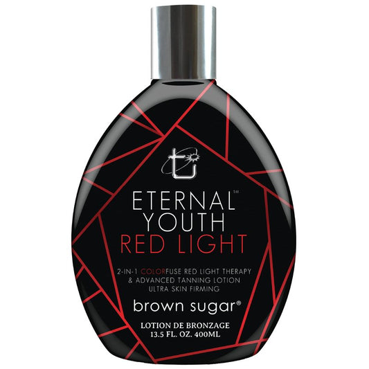 Brown Sugar Eternal Youth Tanning Lotion, 2-in-1 Color Fuse Red Light & Ultra Skin Firming Advanced Tanning Lotion with Peptides, Hyaluronic Acid, Green Tea & Aloe, 13.5 Fl Oz