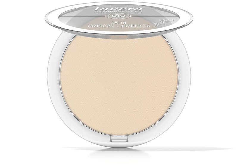 Lavera Satin Compact Powder - Medium 02 | Vegan Mattifying Makeup with Almond Oil & Rice Powder - 0.32 Fl Oz