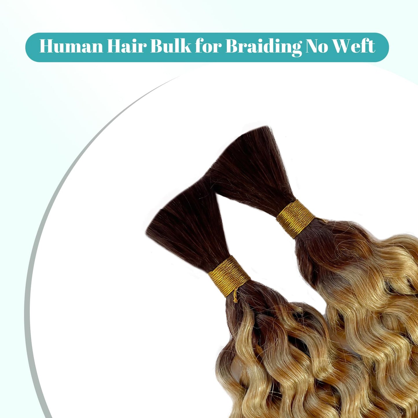 Human Braiding Hair for Boho Braids 22 Inch 100g Highlight Blonde Human Hair Bulk Water Wave 100% Curly Human Hair for Braiding Black Women Wet And Wavy Human Hair 4T27 Color