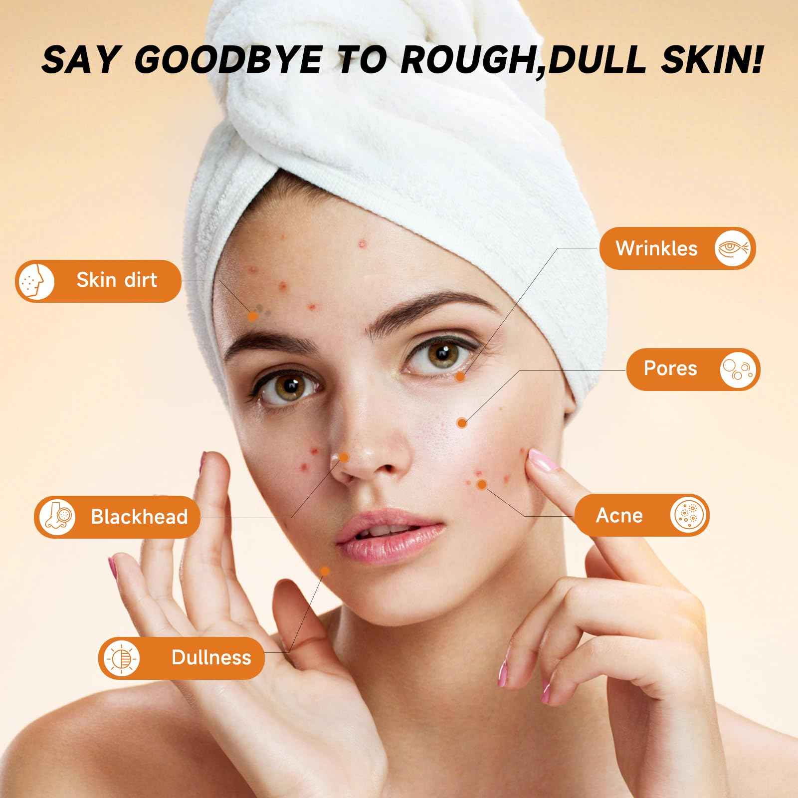 Pumkot Turmeric Kojic Acid Cleansing Pads, Turmeric Face Scrub Pads Enriched with Kojic Acid, 50PCS