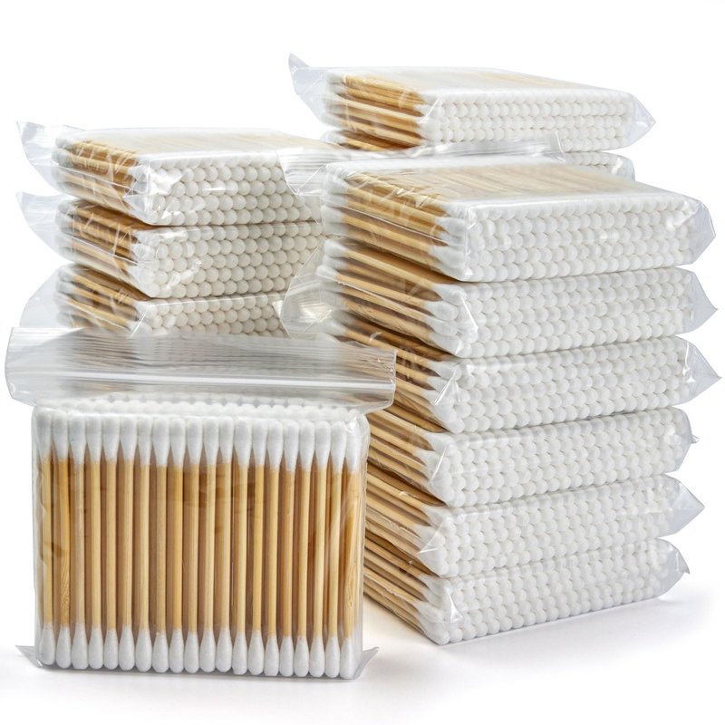 Bamboo Cotton Swabs 2000ct(20 Pack), 3 inch Double Tips Cotton Swabs with Wooden Sticks for Ears, Makeup, Personal Grooming and Household Cleaning