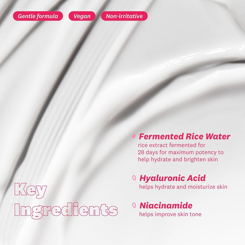 Rice Water Bright Vegan Cream - Quick-Absorbing Moisturizer with Niacinamide & Hyaluronic Acid | Korean Skin Care