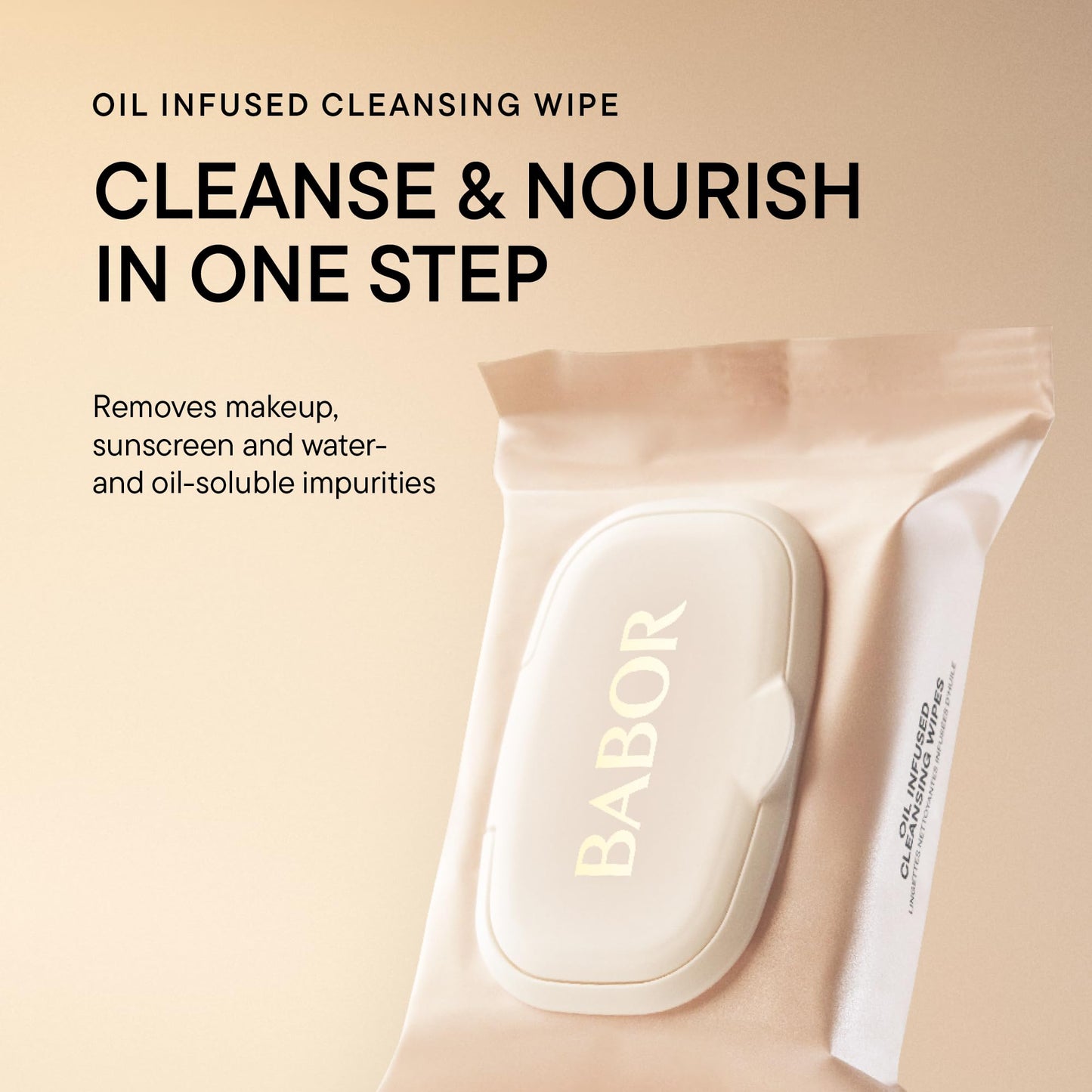 BABOR Oil Infused Cleansing Wipes, Cotton Cleansing Wipes with Panthenol, Almond Oil, Vitamin E and Hyaluronic Acid for Sensitive Skin (Pack of 25)