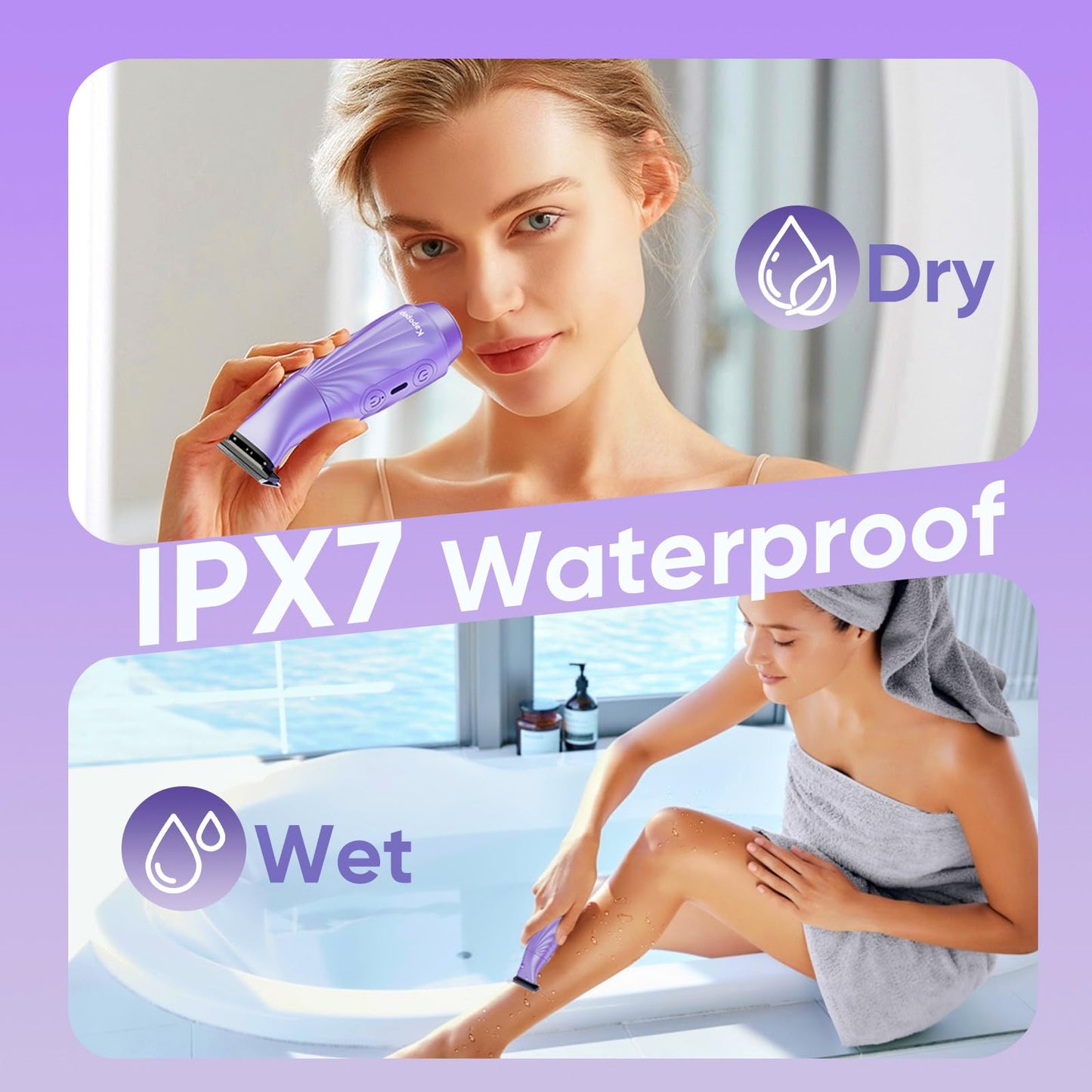 2-in-1 Electric Shaver for Women, Dual Head Bikini Trimmer