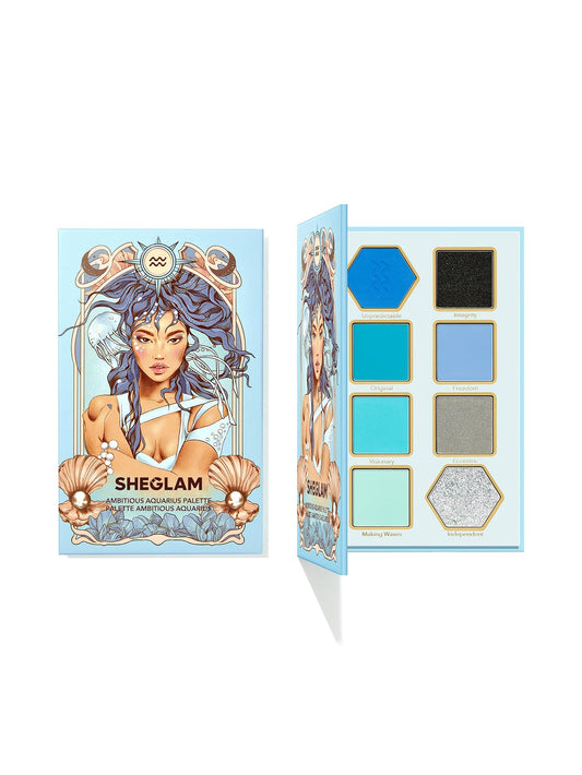 SHEGLAM Glitter Metallic Palette 8-Color High Pigment Green Gold Long Wearing Horoscope Collection Palette - Virtuous Virgo