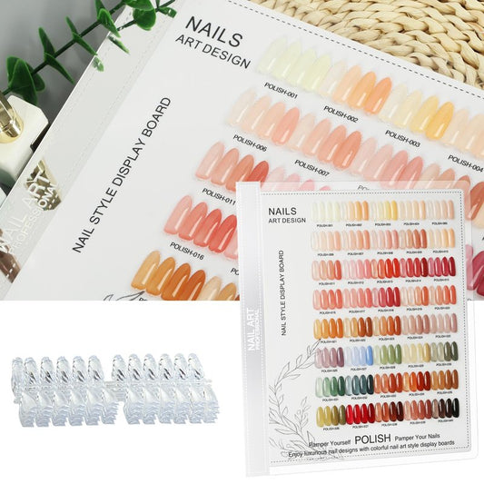 Ruetail 160 Nail Color Display,Nail Art Sample Chart Acrylic Gel Polish Rack,Nail Polish Display with 240pcs Nail Color Display Tips,Nail Color Swatches Perfect for Nail Salon & Home Use